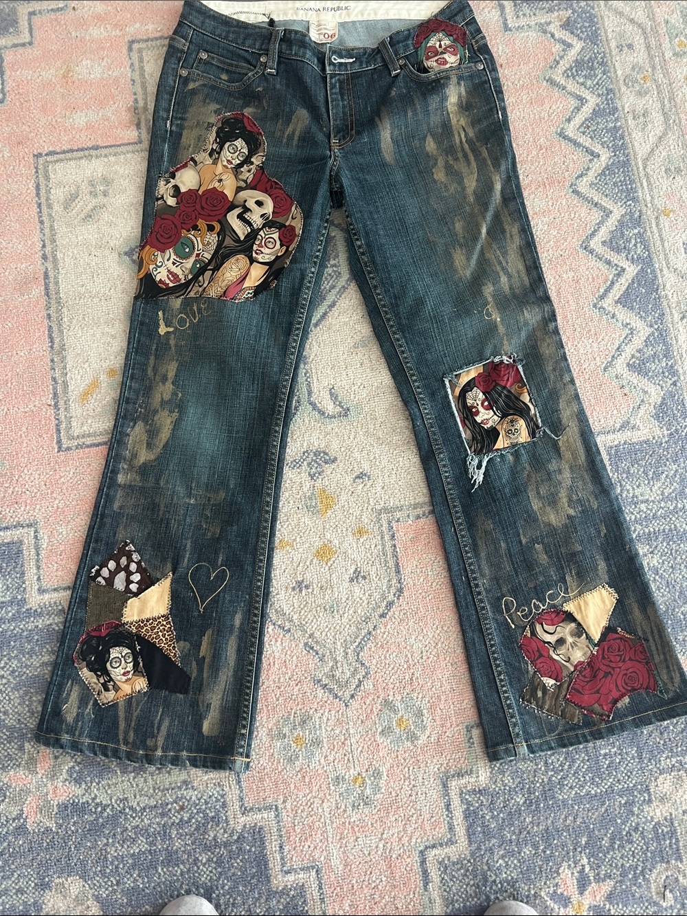 Jeans with Graphic Patchwork